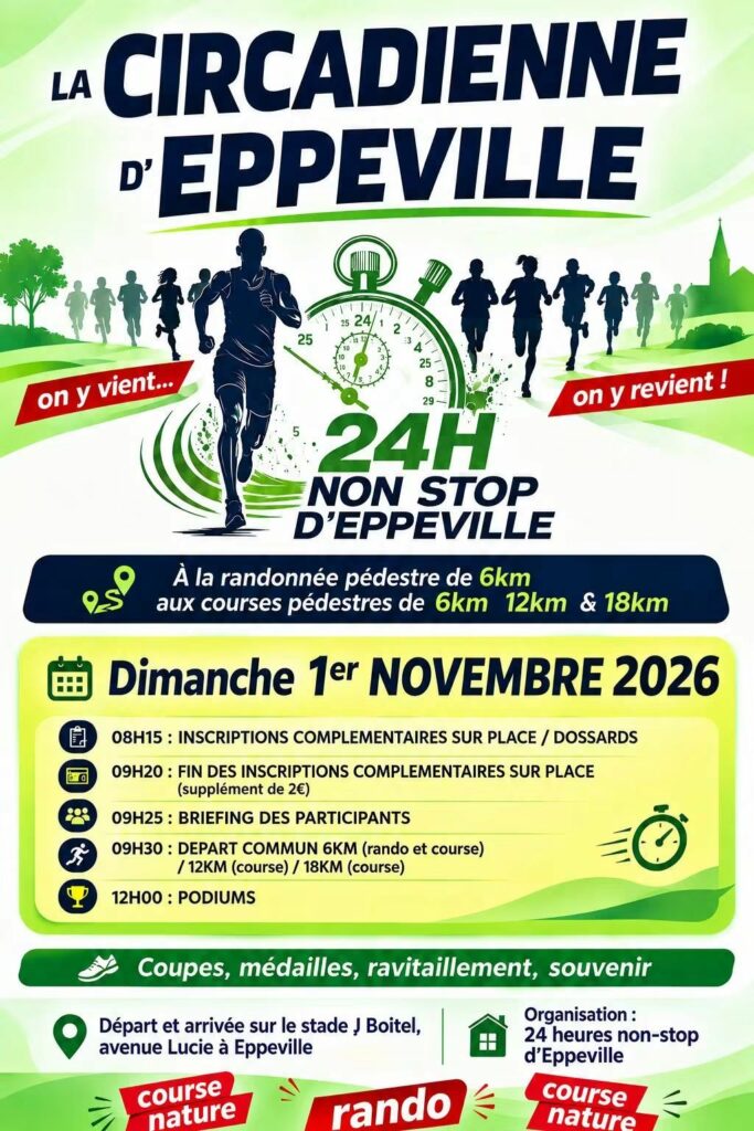 Affiche annonçant la course nature La Circadienne d'Eppeville (80400) dimanche 1er novembre 2026